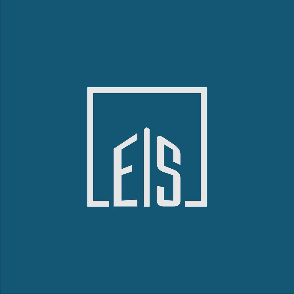 es initiale monogramme logo réel biens dans rectangle style conception vecteur