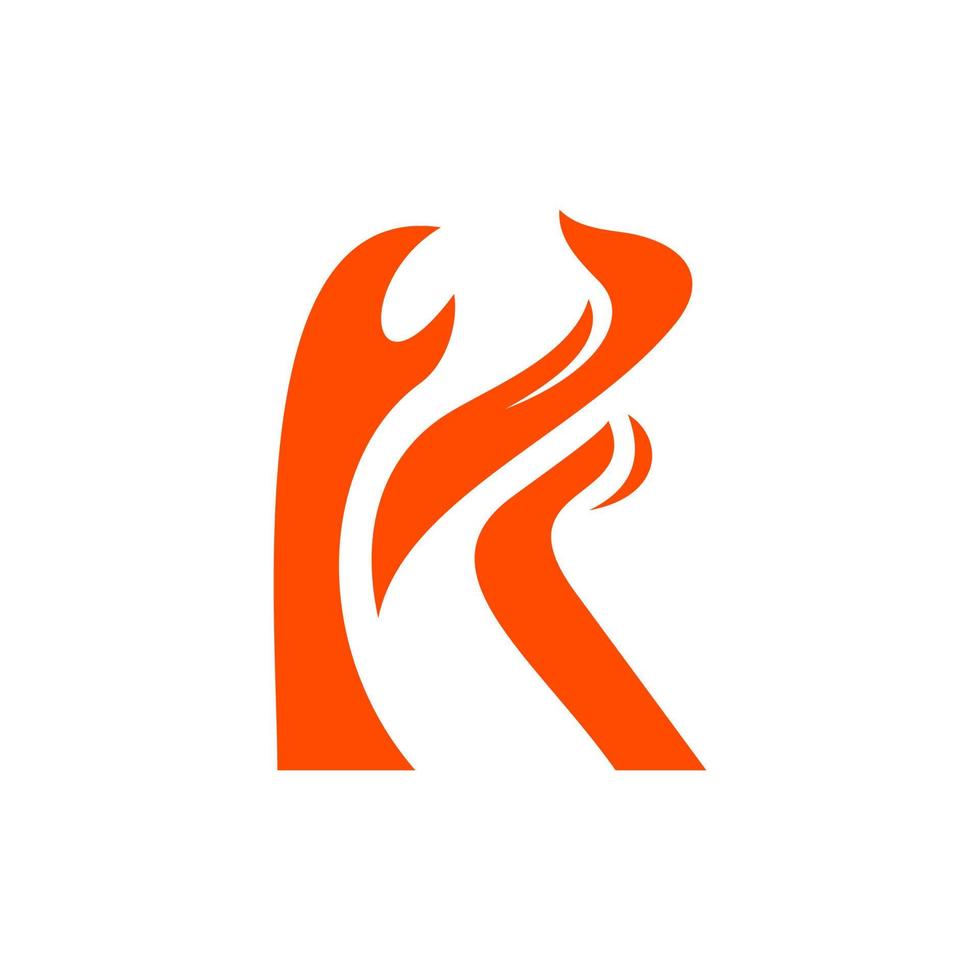 lettre k flamme brûler Créatif logo conception vecteur