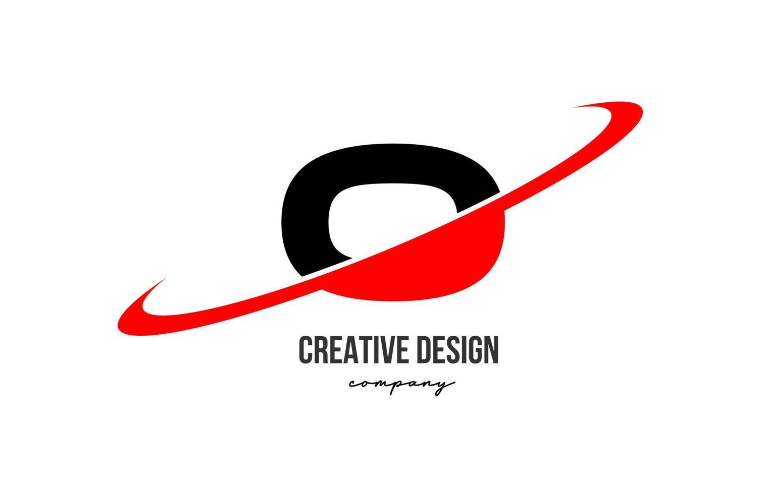rouge noir o alphabet lettre logo avec gros virgule. entreprise Créatif modèle conception pour affaires et entreprise vecteur