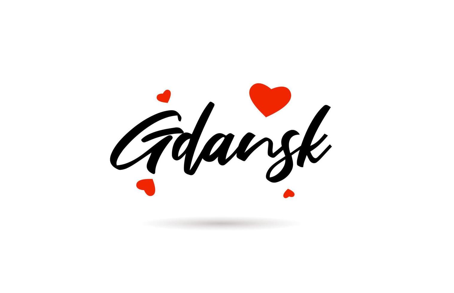 gdansk manuscrit ville typographie texte avec l'amour cœur vecteur