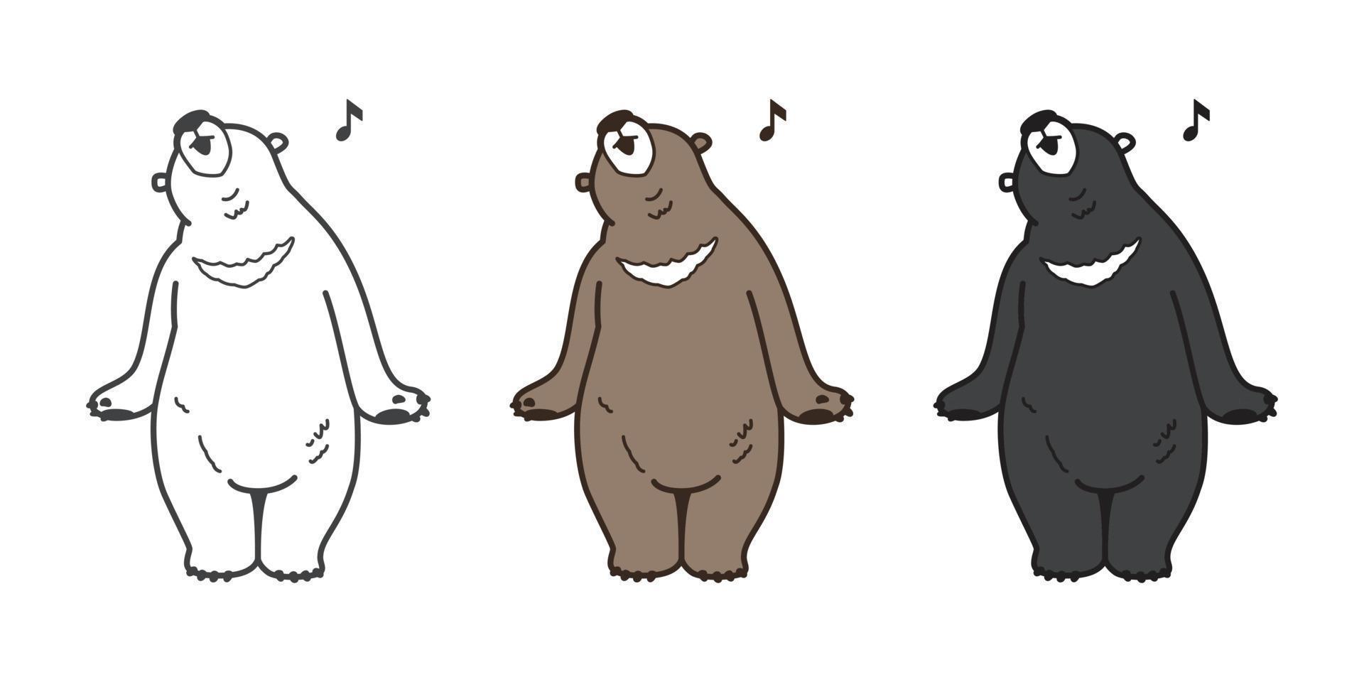 ours vecteur polaire ours icône logo en chantant illustration personnage dessin animé