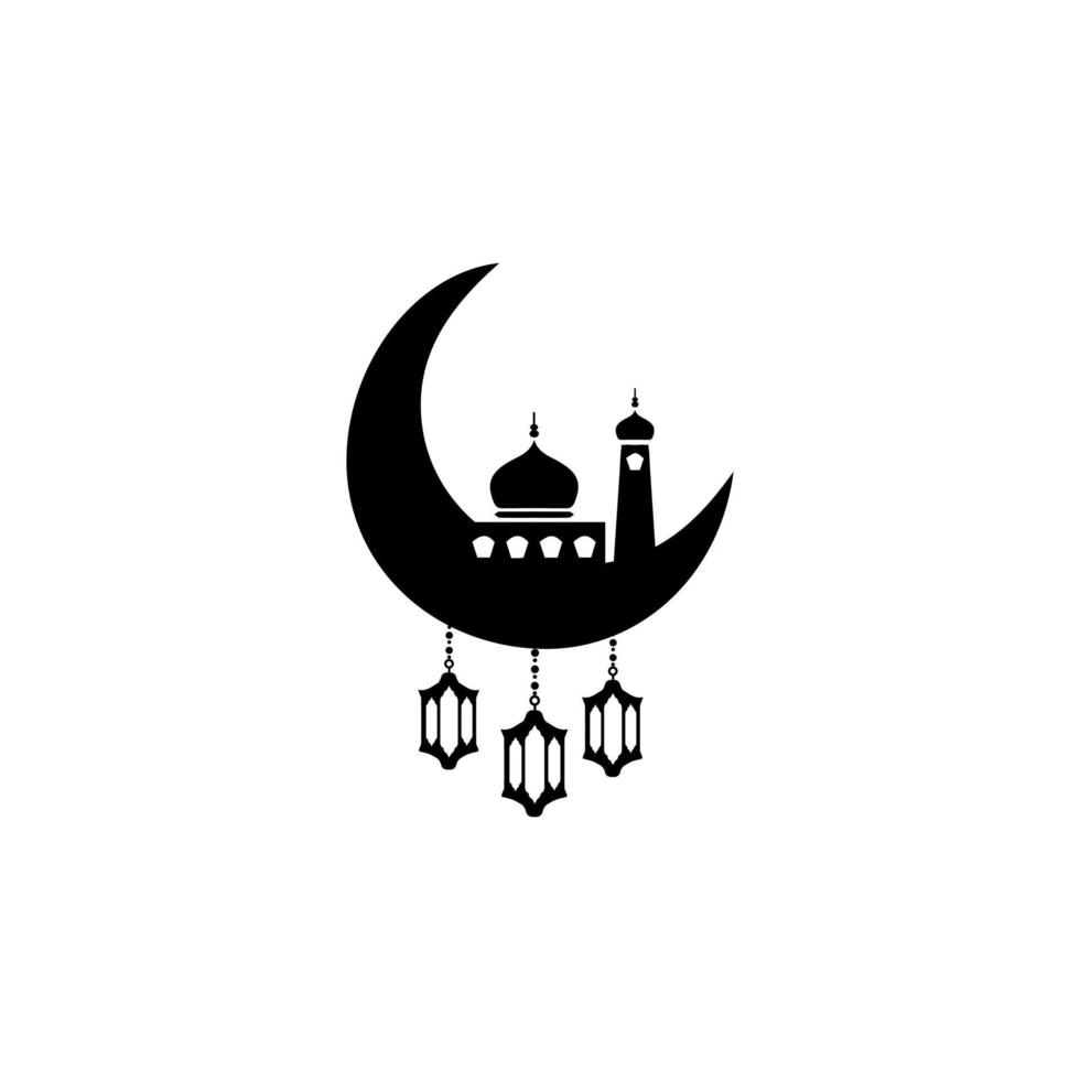 islamique lanternes illustration conception, islamique silhouette décoration modèle vecteur. ornement islamique Ramadan lanterne symbole. plat arabe icône noir et blanc, contour vecteur