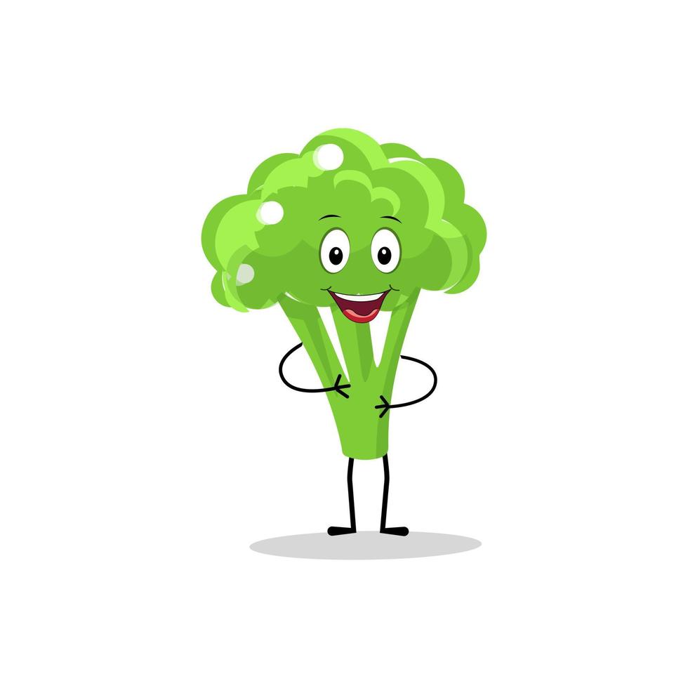 brocoli mascotte dessin animé dans vecteur. mignonne content souriant brocoli légume ensemble collection. vecteur plat dessin animé personnage illustration icône conception. contenu, content, vert sourire, de bonne humeur visage émotion.