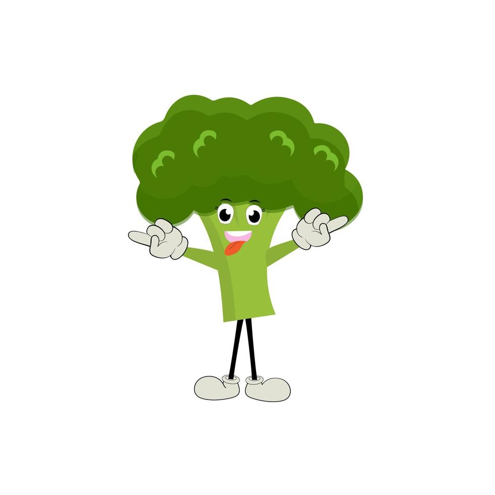 brocoli mascotte dessin animé dans vecteur. mignonne content souriant brocoli légume ensemble collection. vecteur plat dessin animé personnage illustration icône conception. contenu, content, vert sourire, de bonne humeur visage émotion.