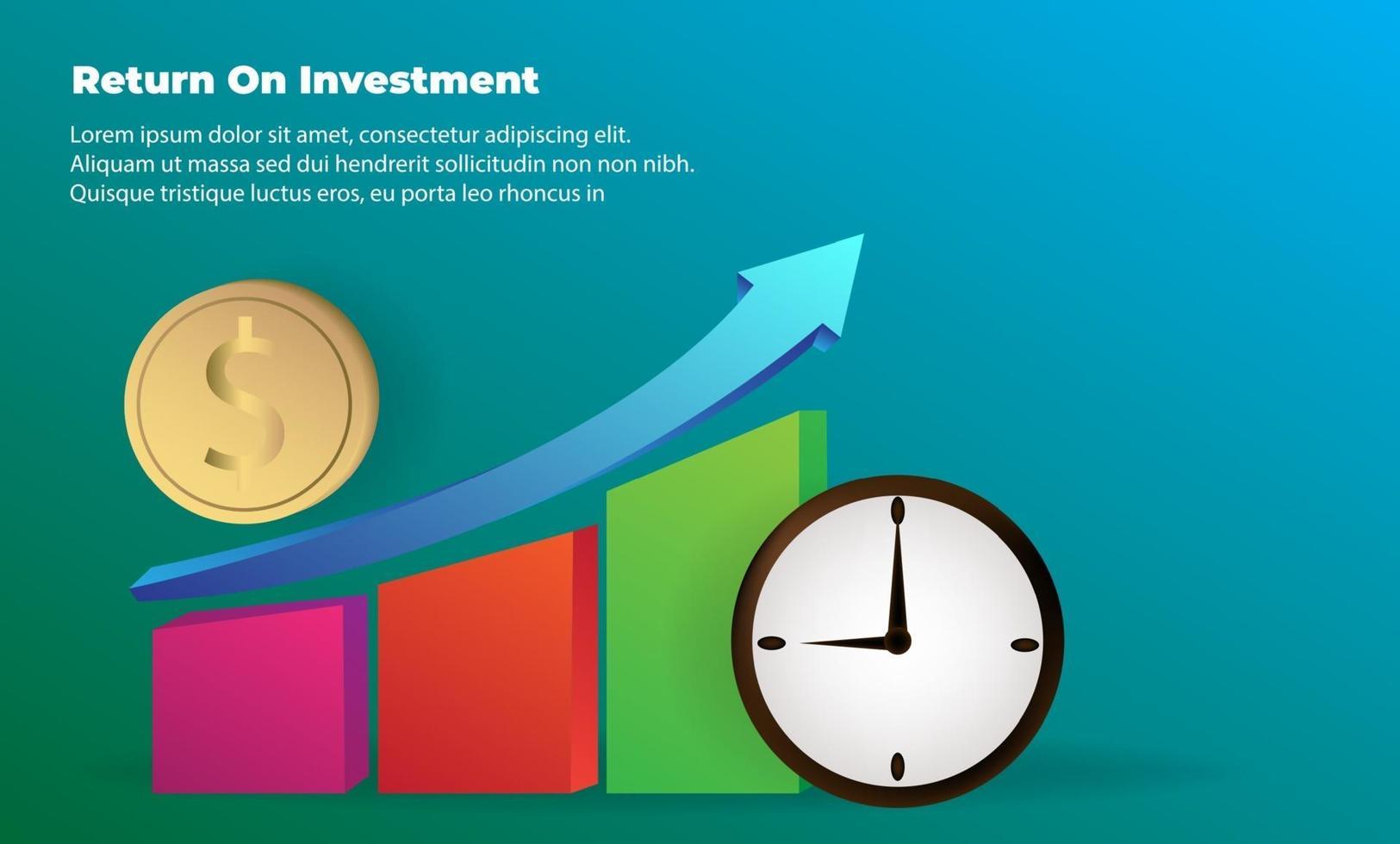 concept de direction cible flèche entreprise au succès. retour sur investissement ROI. applicable pour la promotion, affiche de couverture, infographie, page de destination, ui, ux, persentation, baner, médias sociaux publiés vecteur