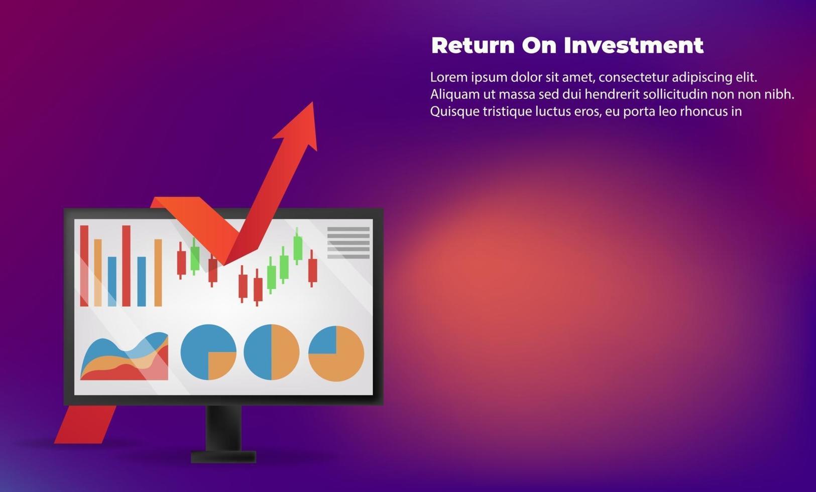 concept de direction cible flèche entreprise au succès. retour sur investissement ROI. applicable pour la promotion, affiche de couverture, infographie, page de destination, ui, ux, persentation, baner, médias sociaux publiés vecteur