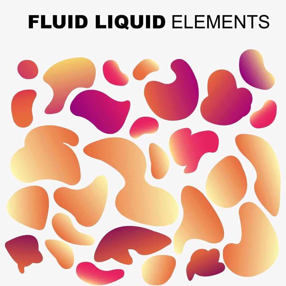 ensemble de vecteurs de forme fluide. liquide dégradé avec des couleurs néon vecteur