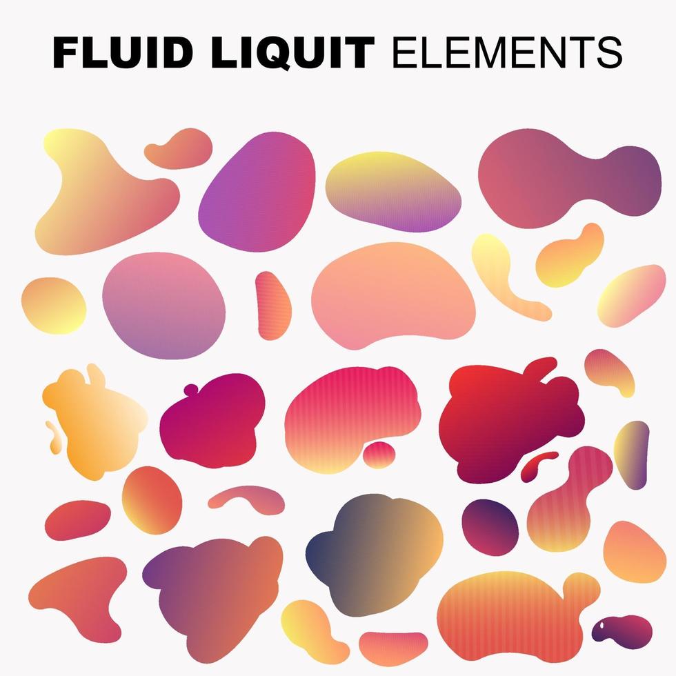 ensemble de vecteurs de forme fluide. liquide dégradé avec des couleurs néon vecteur