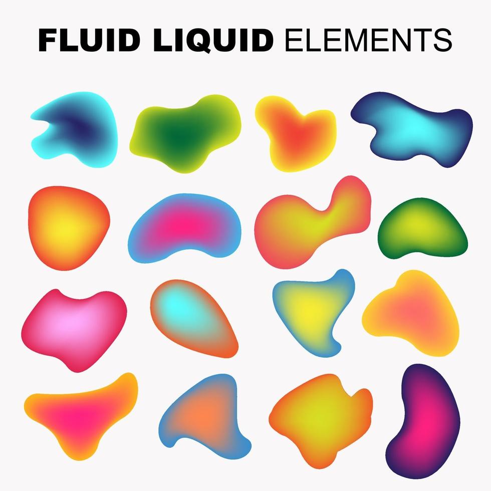 ensemble de vecteurs de forme fluide. liquide dégradé avec des couleurs néon vecteur