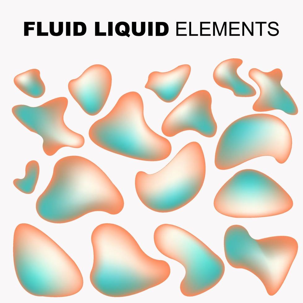 ensemble de vecteurs de forme fluide. liquide dégradé avec des couleurs néon vecteur