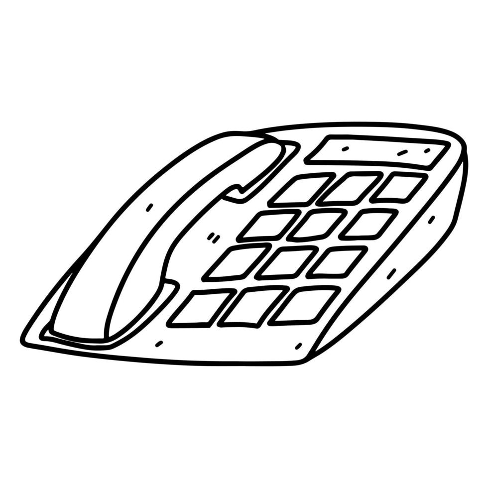 vieux façonné Téléphone dans main tiré griffonnage style. rétro ancien Téléphone isolé sur blanc Contexte. illustration. vecteur