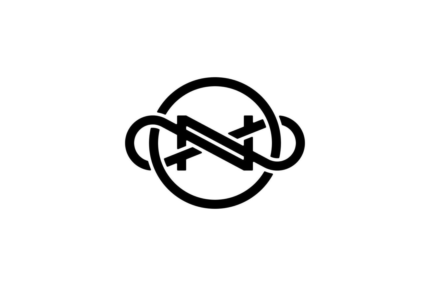 noir blanc cercle infini lettre n logo vecteur
