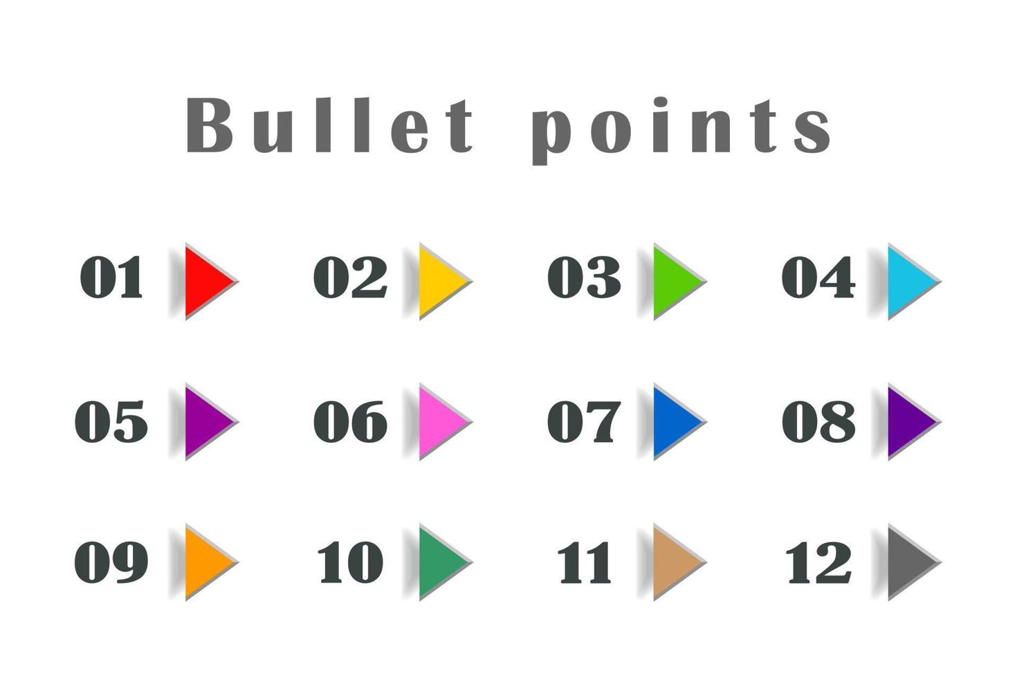 flèches colorées de points de balle, nombres de 1 à 12. infographie. conception de vecteur. vecteur