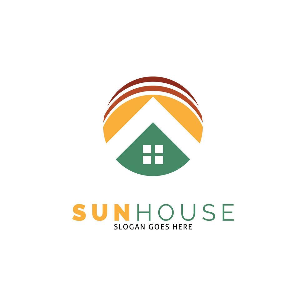 soleil maison icône vector logo modèle illustration design