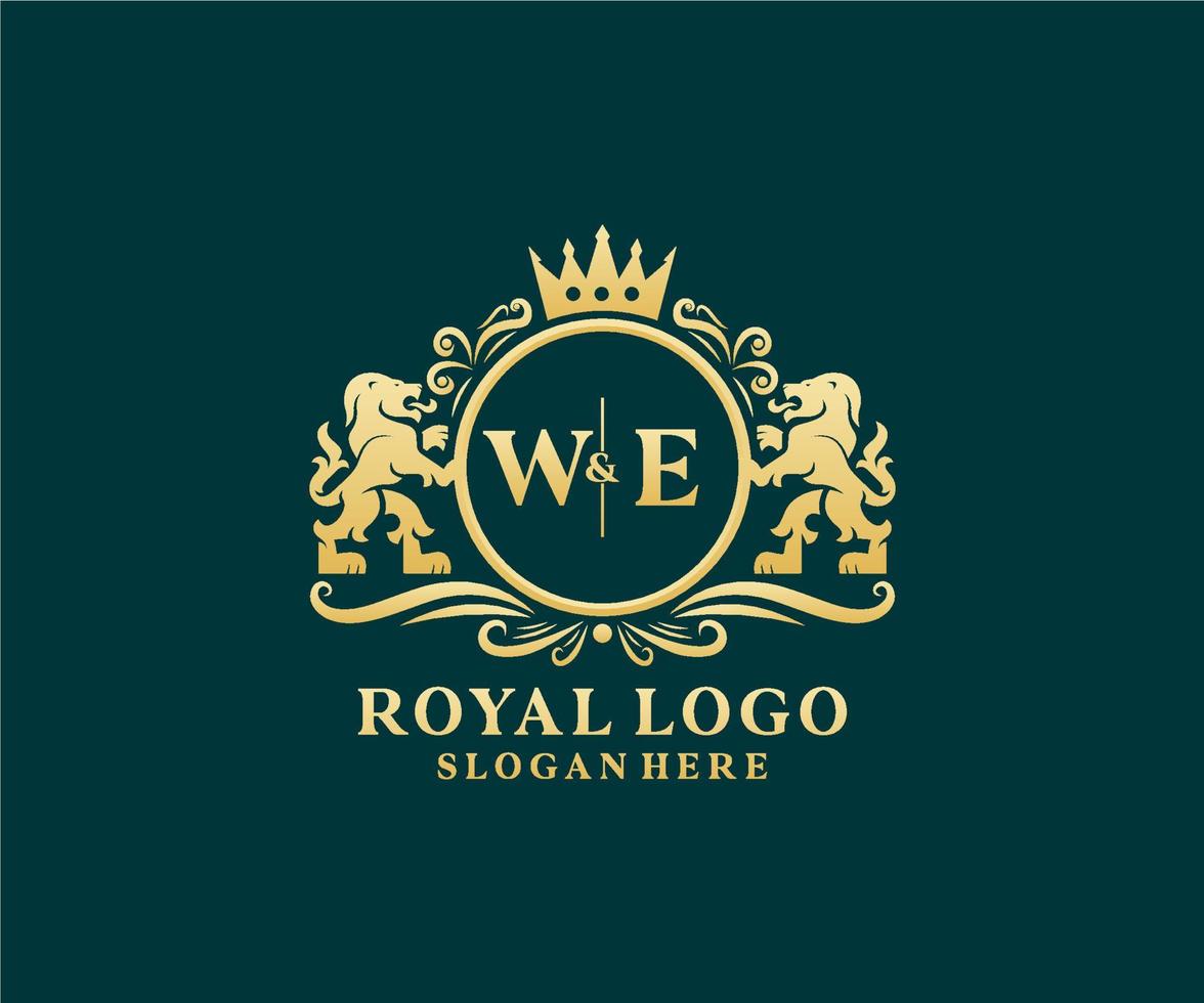 initial nous lettre lion modèle de logo de luxe royal dans l'art vectoriel pour le restaurant, la royauté, la boutique, le café, l'hôtel, l'héraldique, les bijoux, la mode et d'autres illustrations vectorielles.