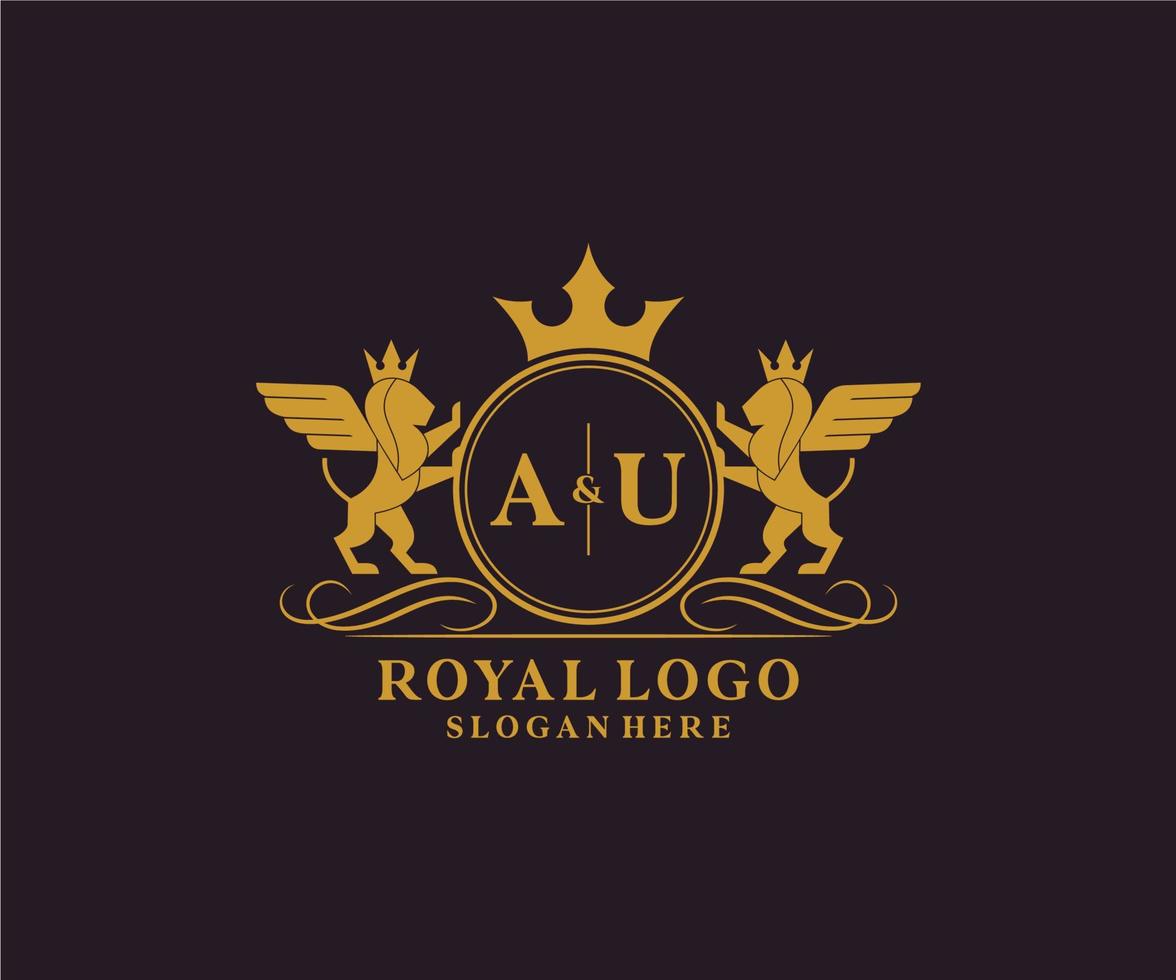 initiale au lettre Lion Royal luxe héraldique, crête logo modèle dans vecteur art pour restaurant, royalties, boutique, café, hôtel, héraldique, bijoux, mode et autre vecteur illustration.