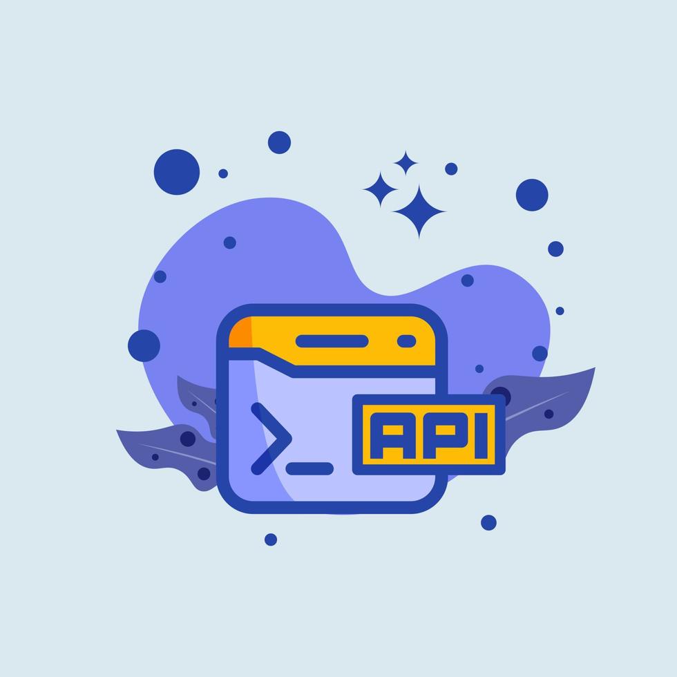 api plat illustration. application programmation interface panneaux vecteur illustration.