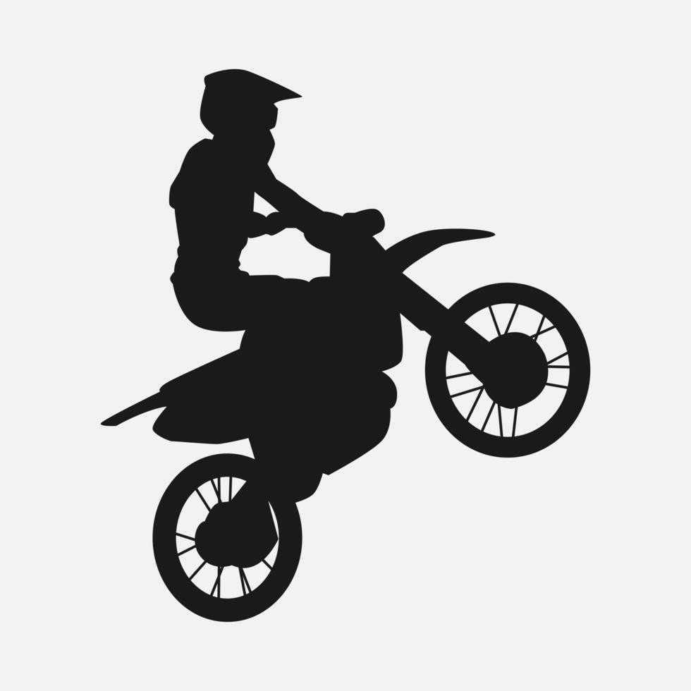 motocross cavalier silhouette. concept de sport, sauter, courses, moto. vecteur illustration.