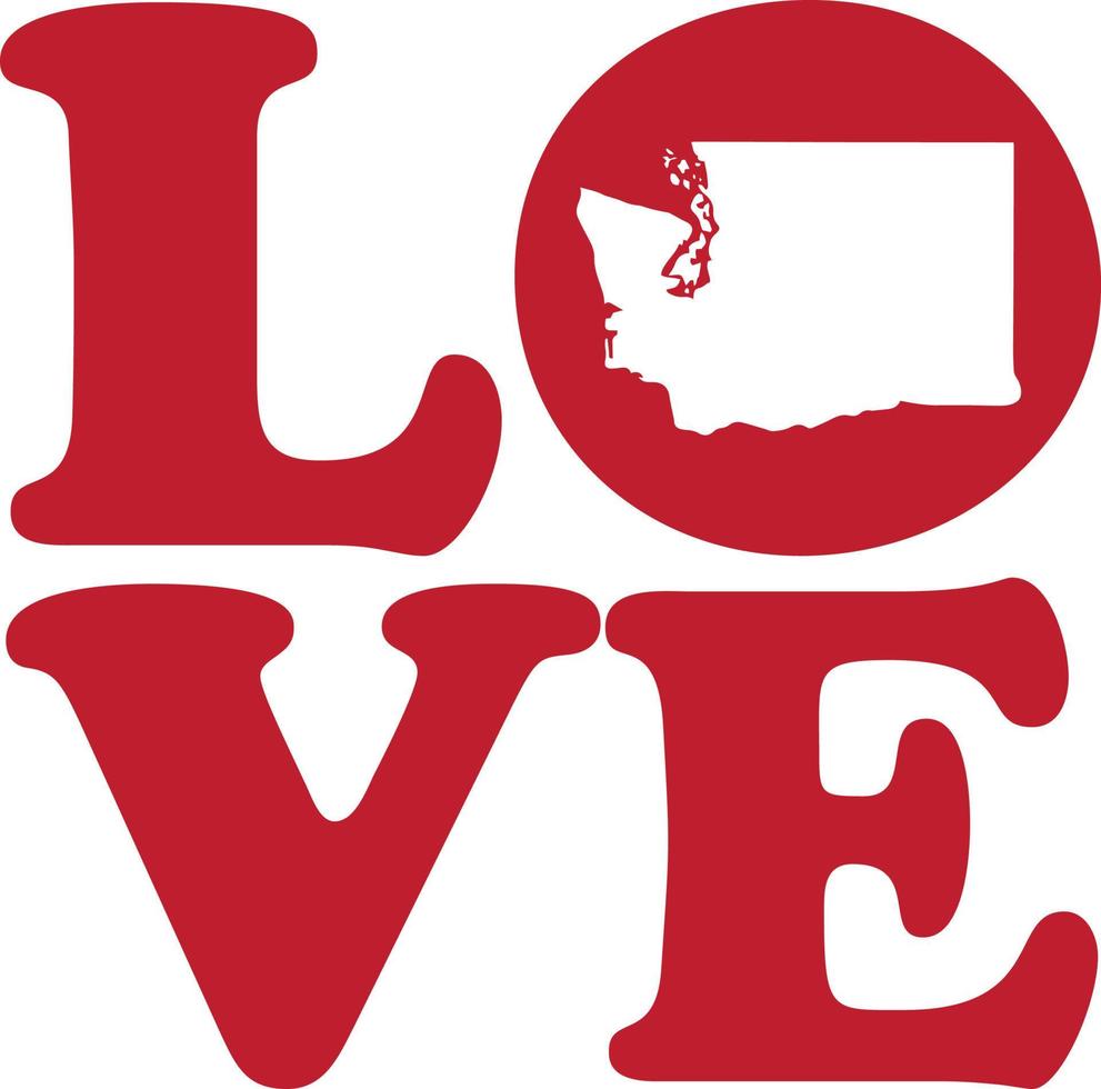 l'amour Washington Etat rouge contour vecteur graphique illustration isolé