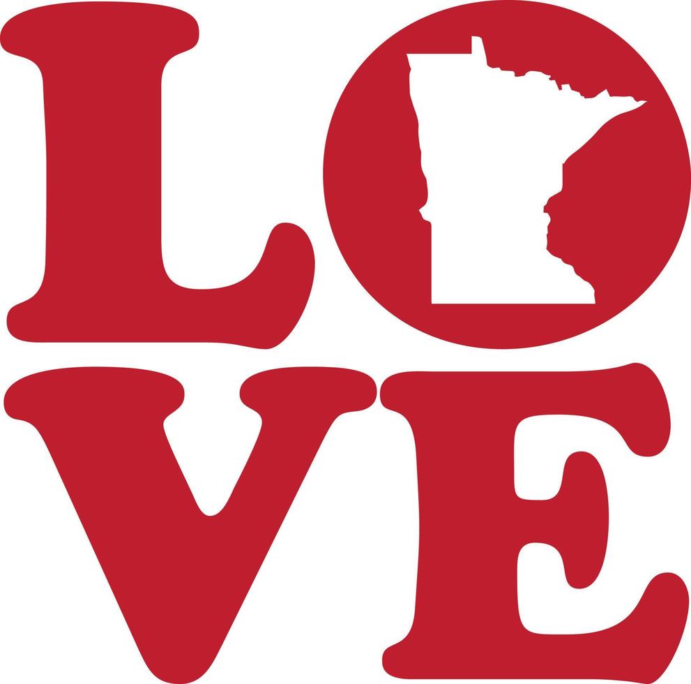 l'amour Minnesota Etat rouge contour vecteur graphique illustration isolé