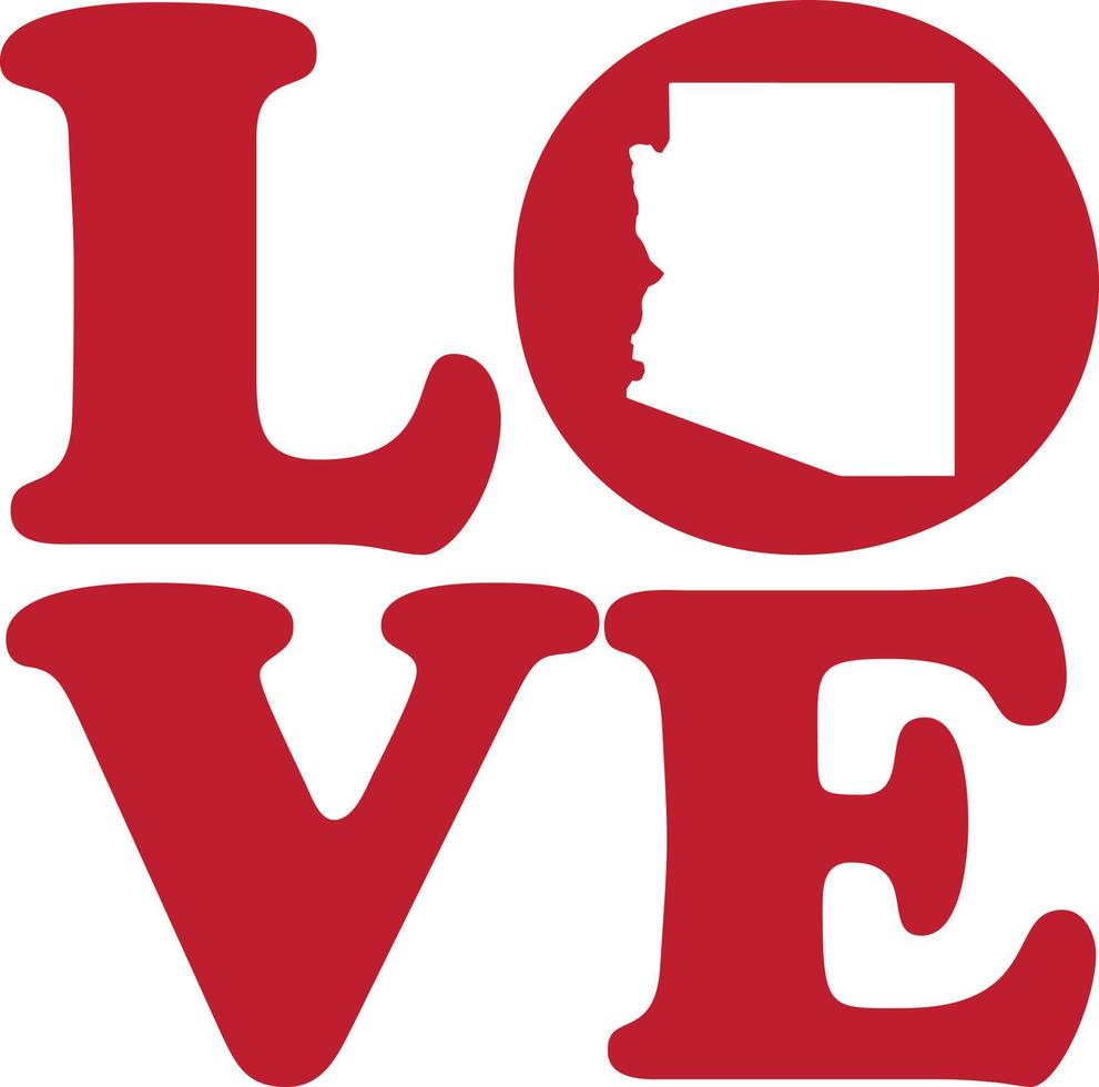 l'amour Arizona Etat rouge contour vecteur graphique illustration isolé