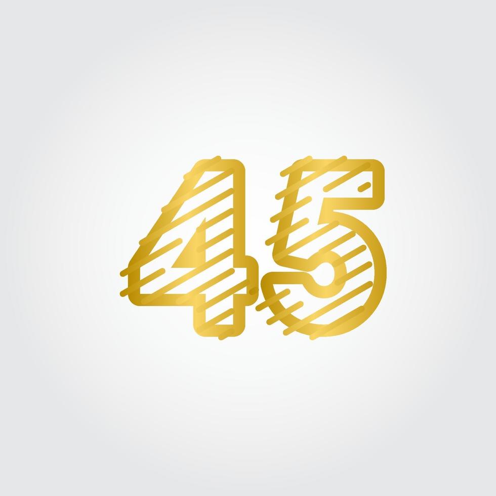 45 ans anniversaire or ligne design logo vector illustration de modèle