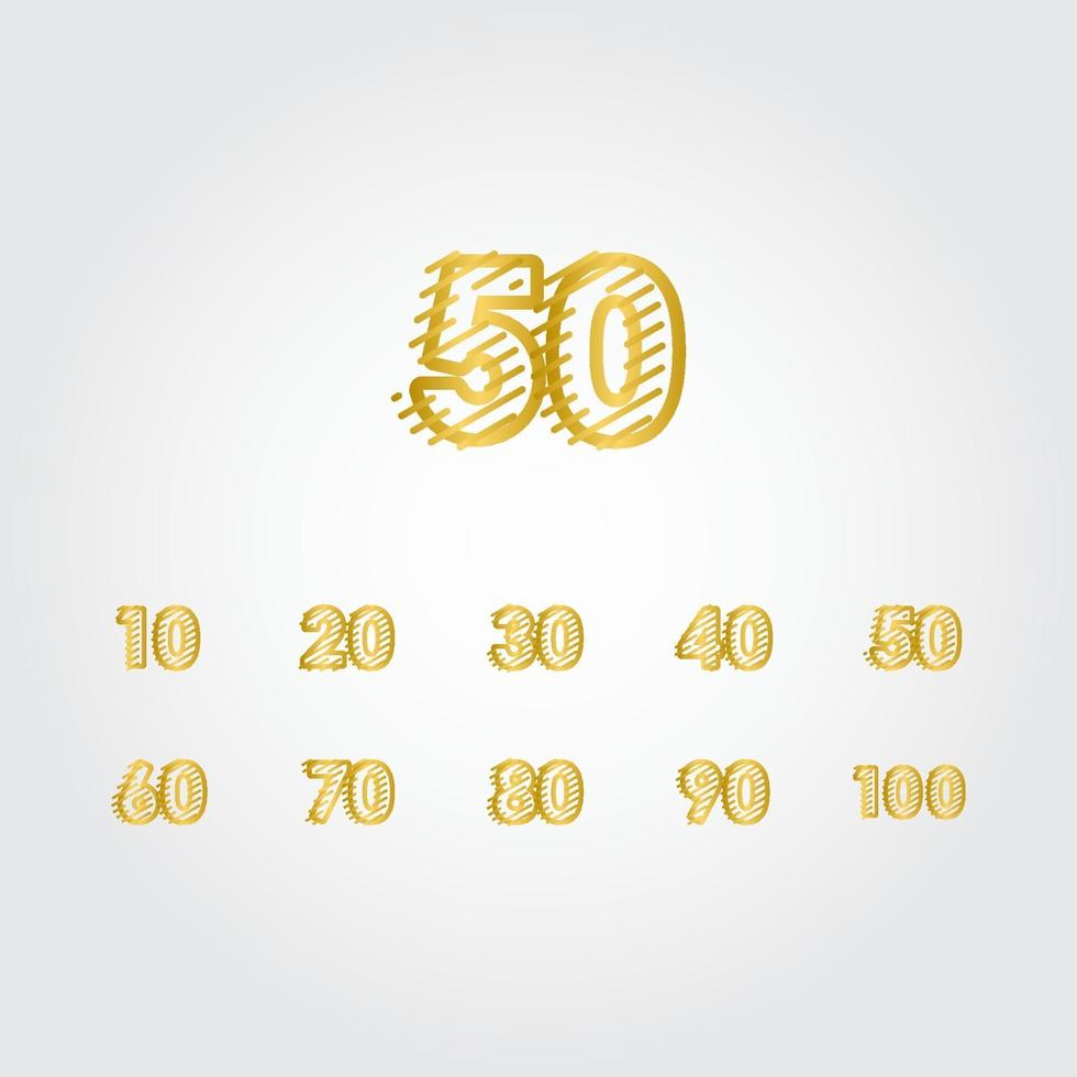 50 ans anniversaire or ligne design set logo vector illustration modèle