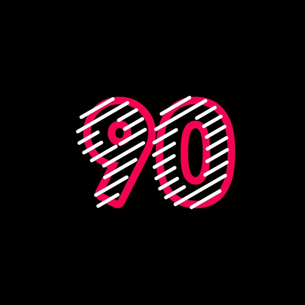 90 ans anniversaire ligne design logo vector illustration de modèle