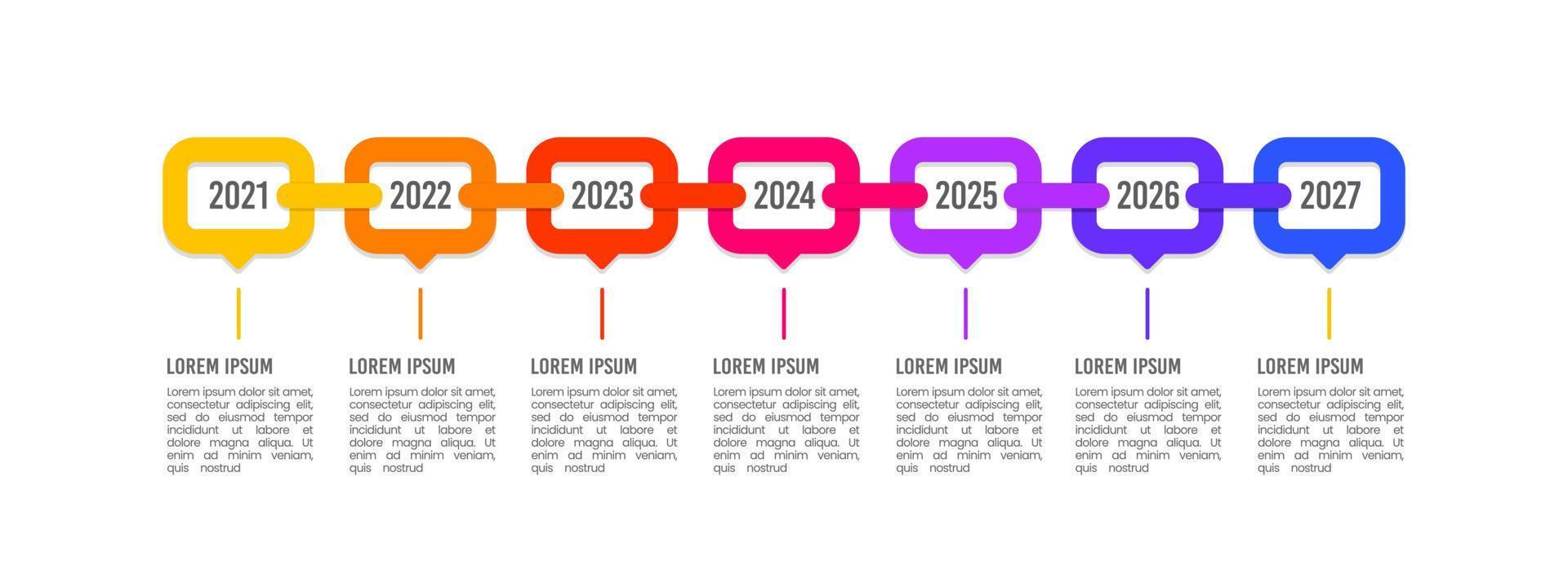 chaîne forme horizontal chronologie infographie. calendrier, jalon. vecteur illustration.