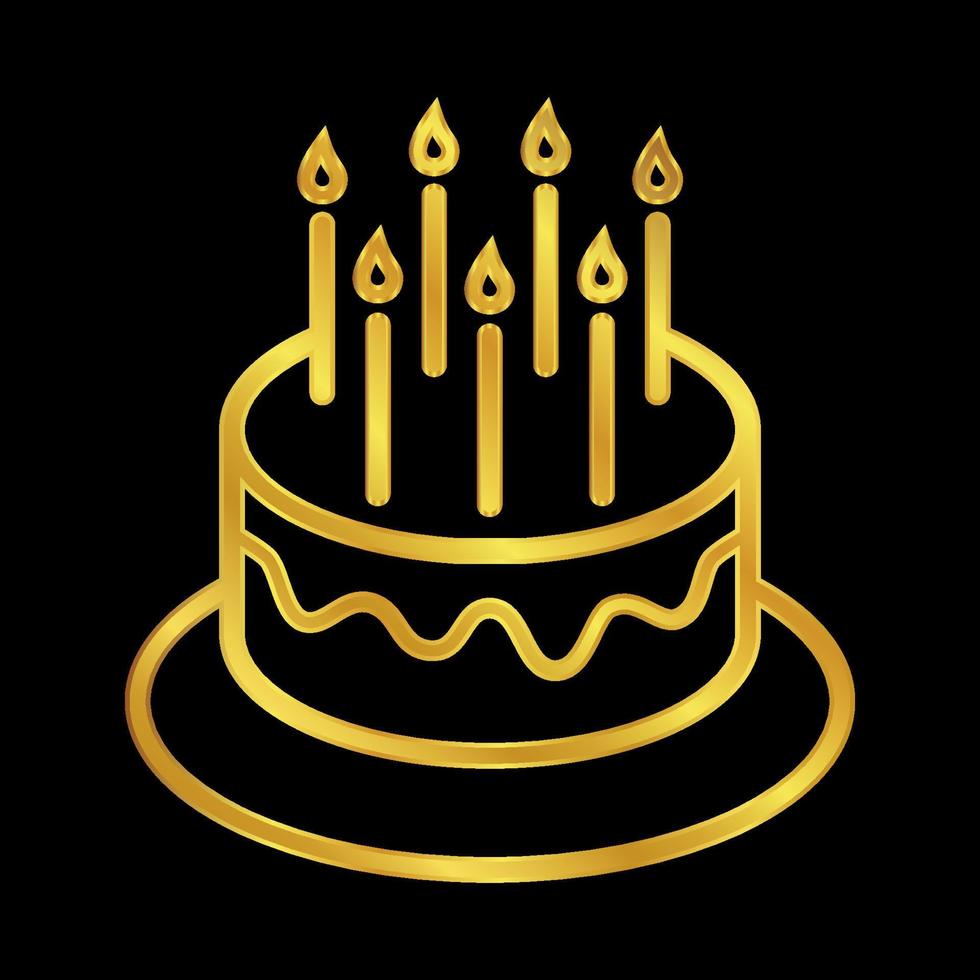 anniversaire gâteau icône dans or coloré vecteur
