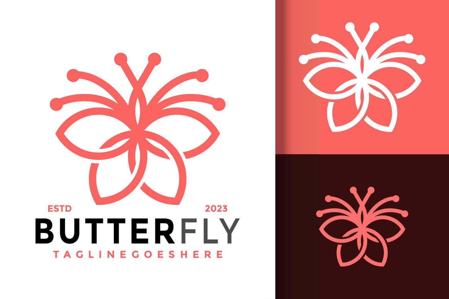 papillon lis fleurs logo vecteur icône illustration