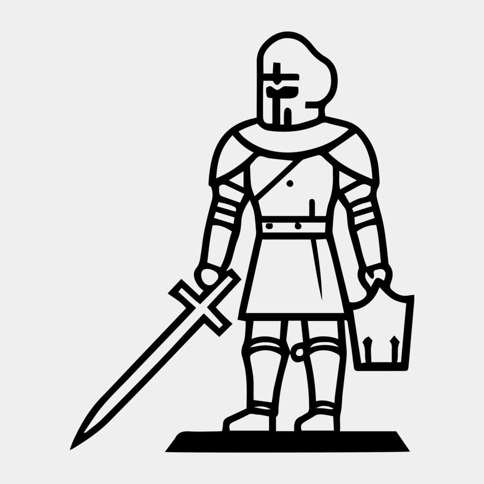 silhouette de une Chevalier garde avec épée vecteur