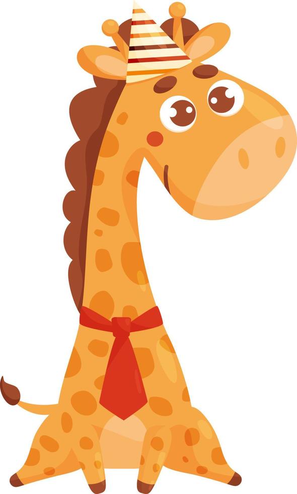 girafe en chapeau d'anniversaire vecteur