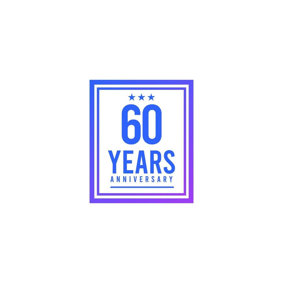 60 ans anniversaire carré bleu design logo vector illustration de modèle