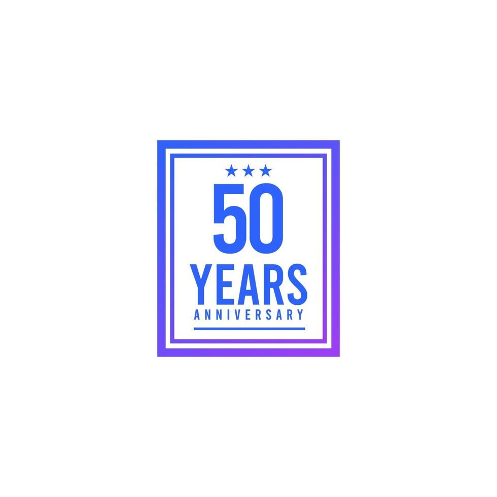 50 ans anniversaire carré bleu design logo vector illustration de modèle