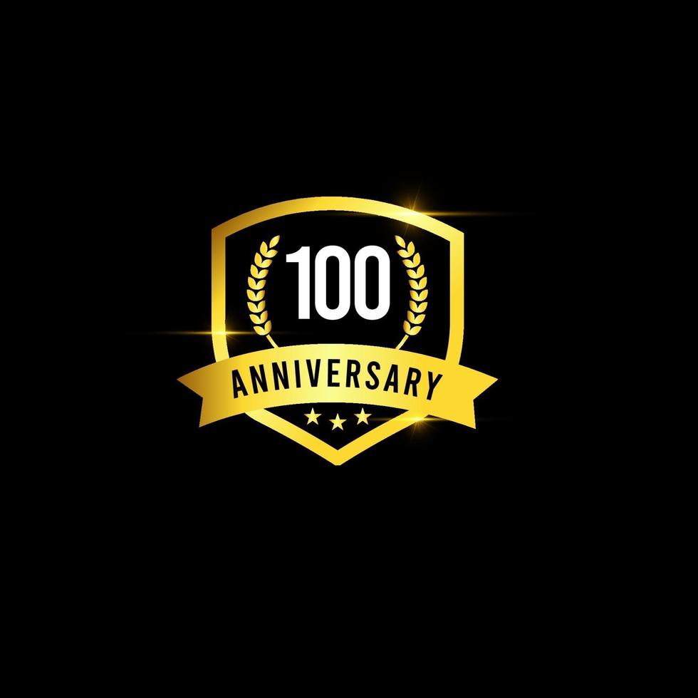 100 ans anniversaire or emblème ancien design logo vector illustration de modèle