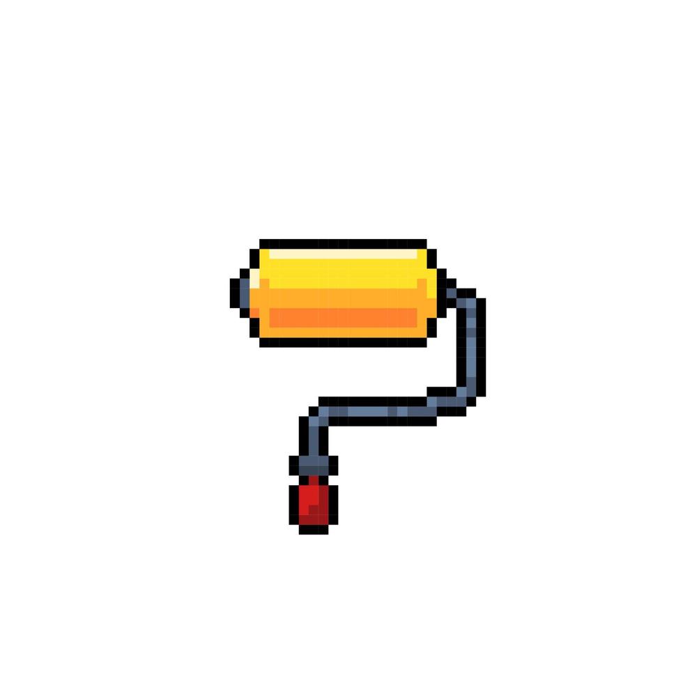 rouleau brosse avec Jaune peindre dans pixel art style vecteur