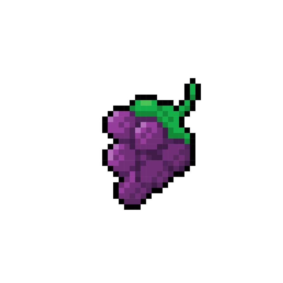 une grain de raisin fruit dans pixel art style vecteur