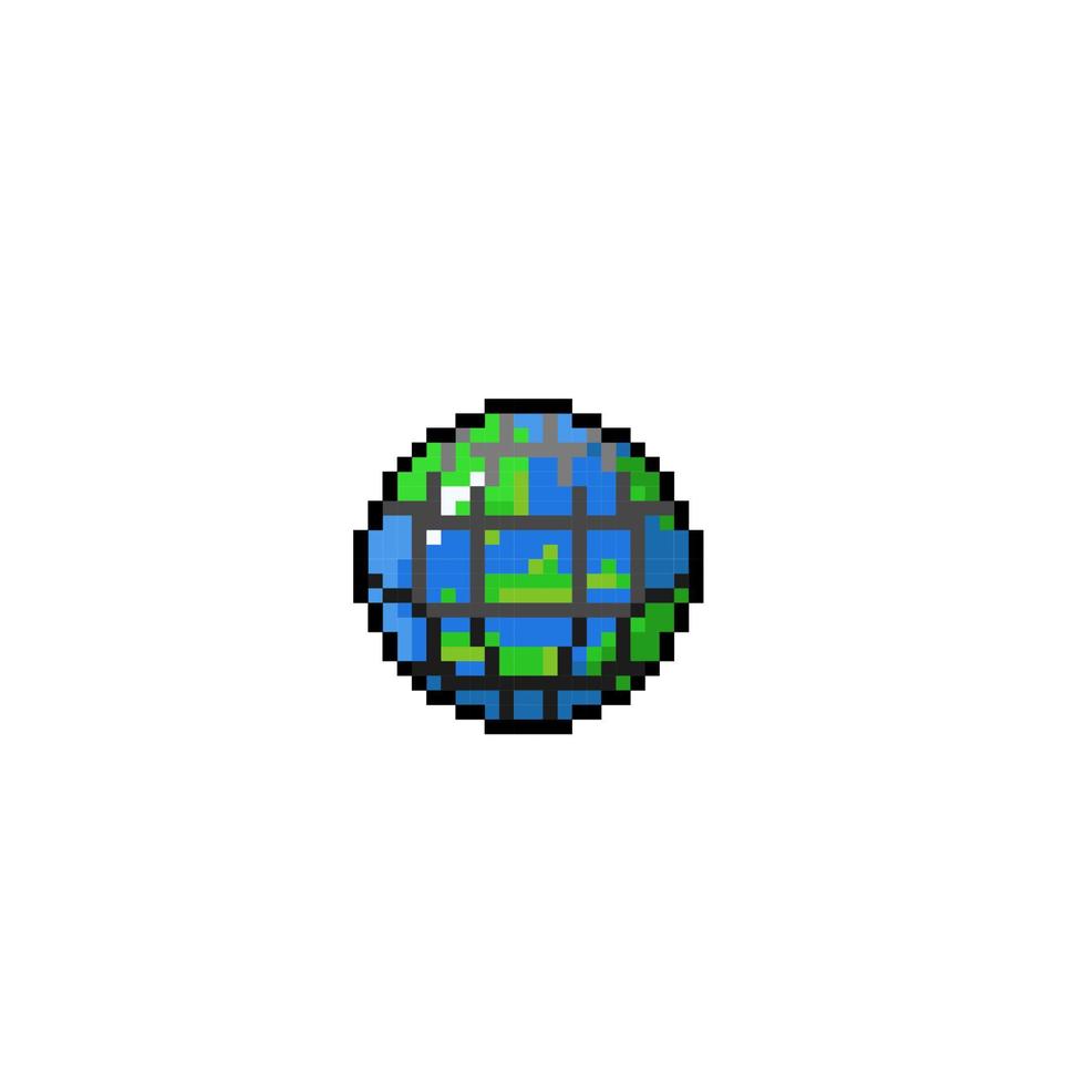 globe avec net dans pixel art style vecteur