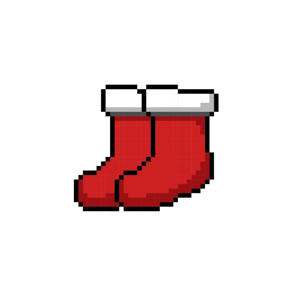 rouge chaussette dans pixel art style vecteur