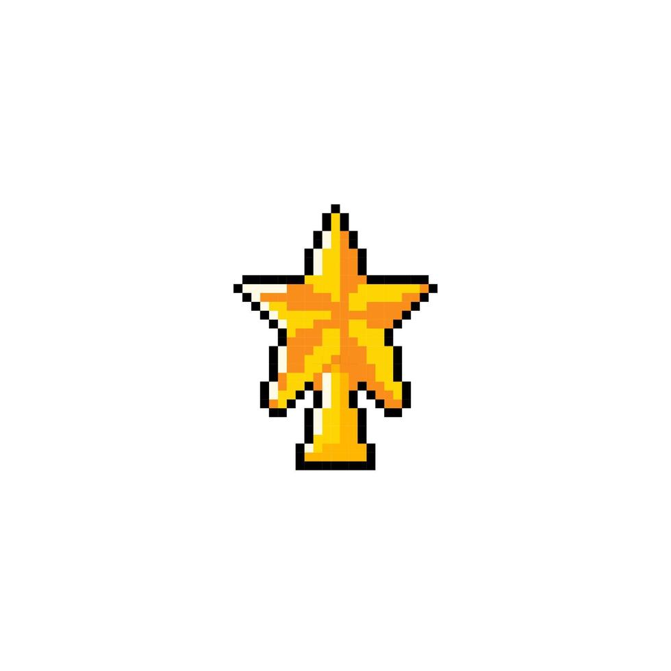 d'or étoile trophée dans pixel art style vecteur