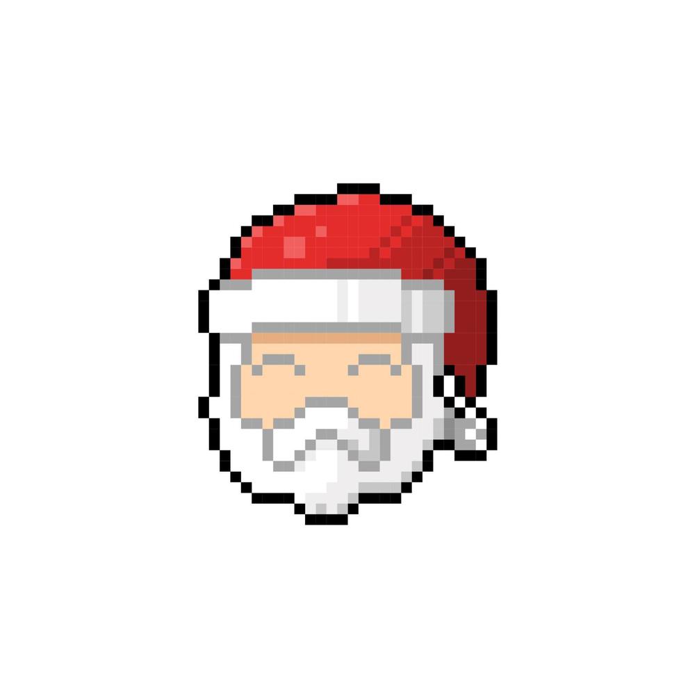 Père Noël tête dans pixels art style vecteur