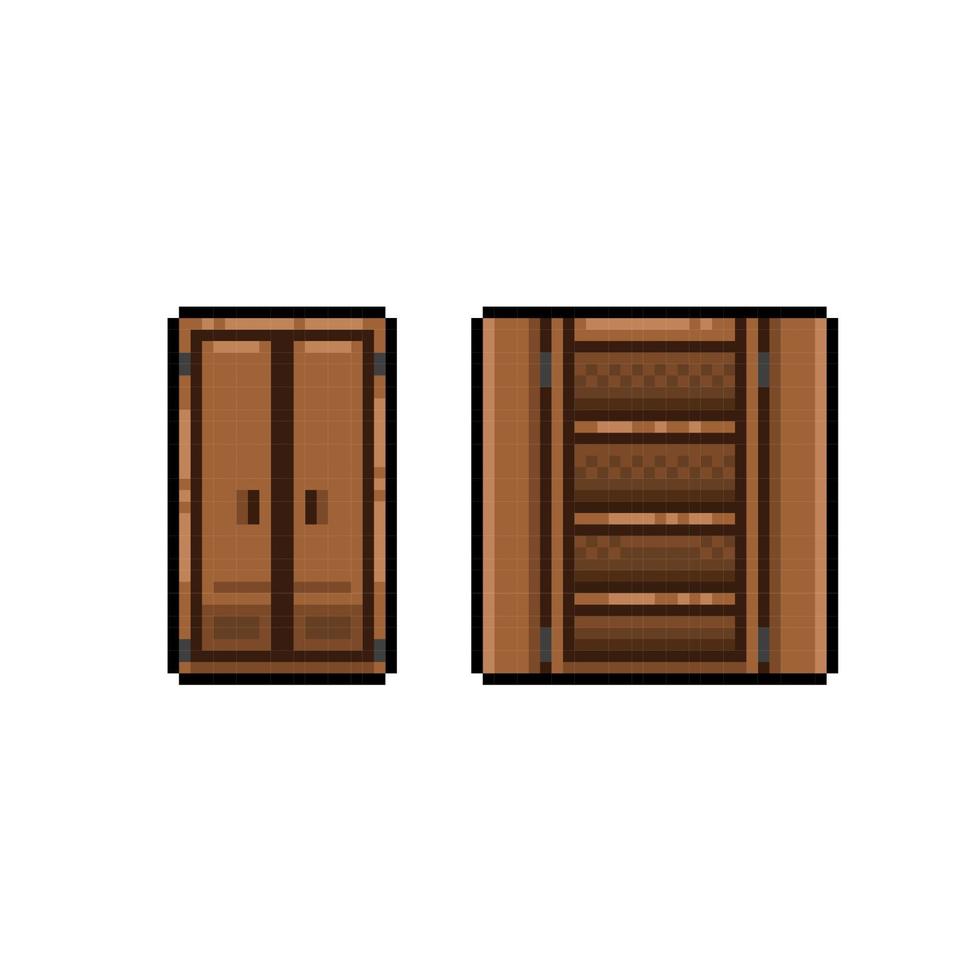 ouvert et proche placard dans pixel art style vecteur