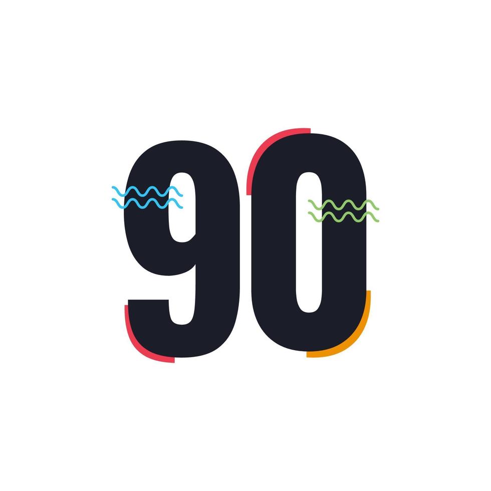 90 ans anniversaire célébration vecteur modèle design illustration icône du logo