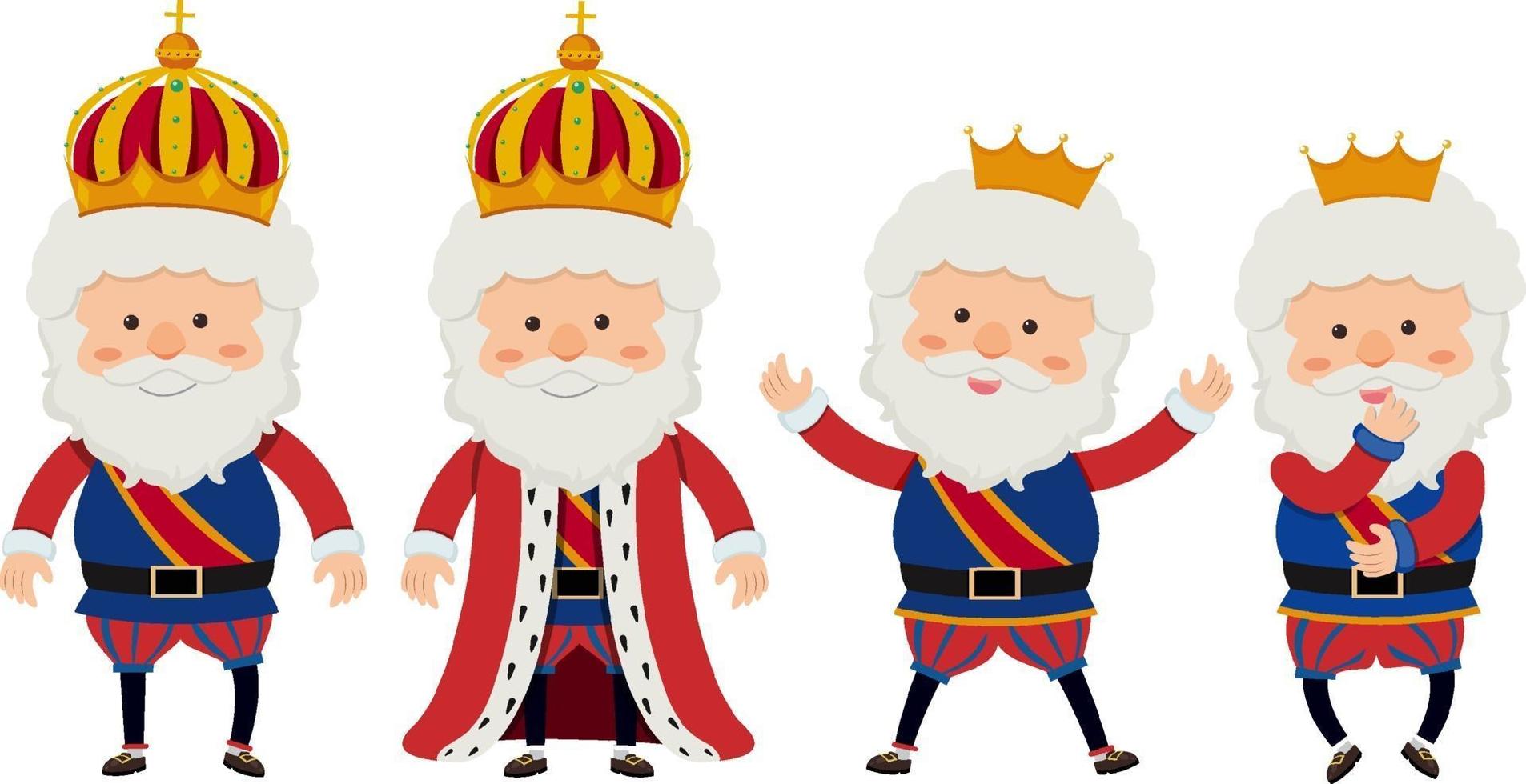 personnage de dessin animé d'un roi avec des poses différentes vecteur