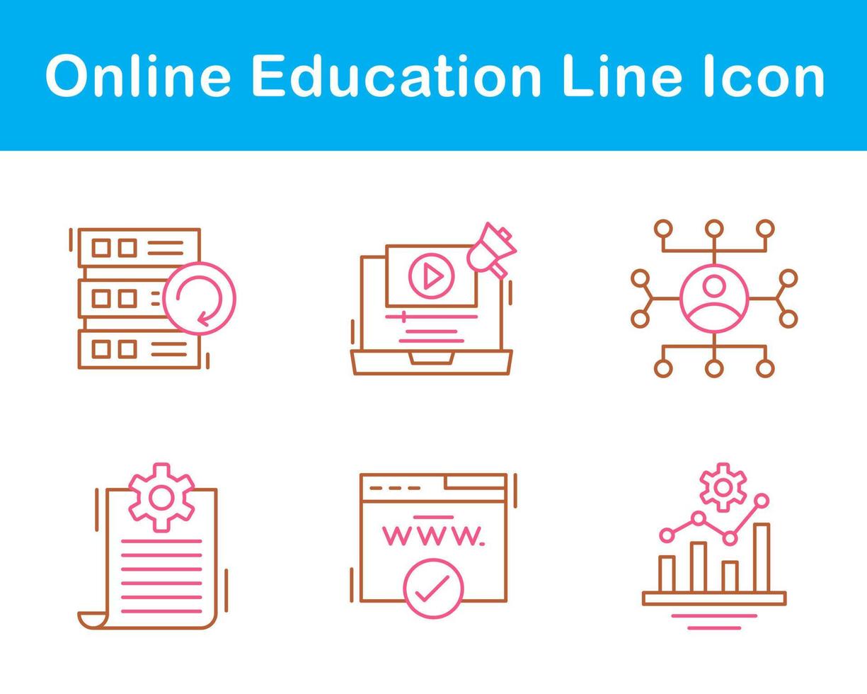 jeu d'icônes vectorielles de l'éducation en ligne vecteur