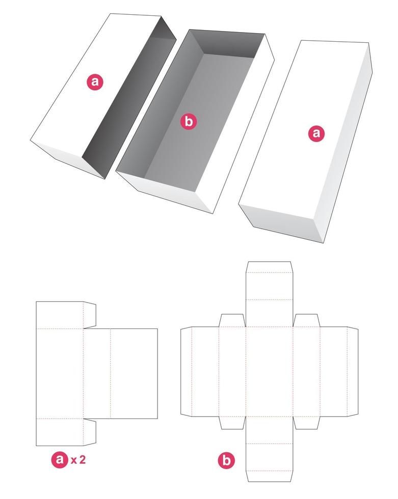 boîte simple et 2 couvercles gabarit découpé vecteur
