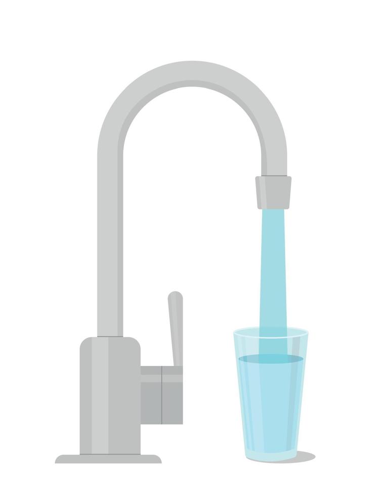 l'eau robinet avec verre. remplissage tasse boisson. vecteur illustration.