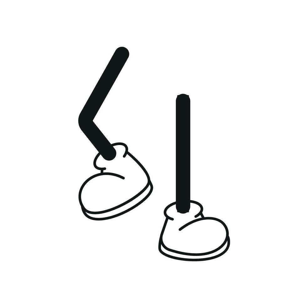dessin animé vecteur en marchant pieds dans formateurs ou baskets sur bâton jambes dans divers postes