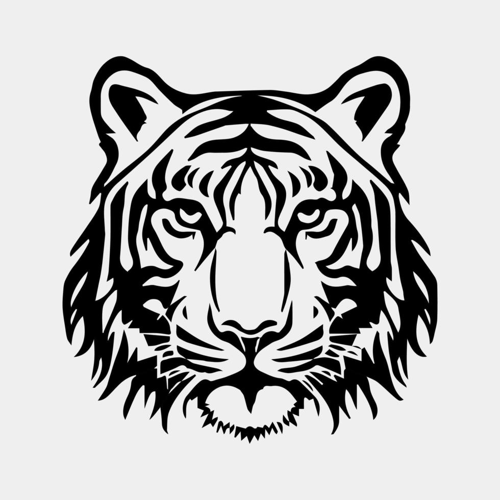 une noir et blanc vecteur de une du tigre affronter.